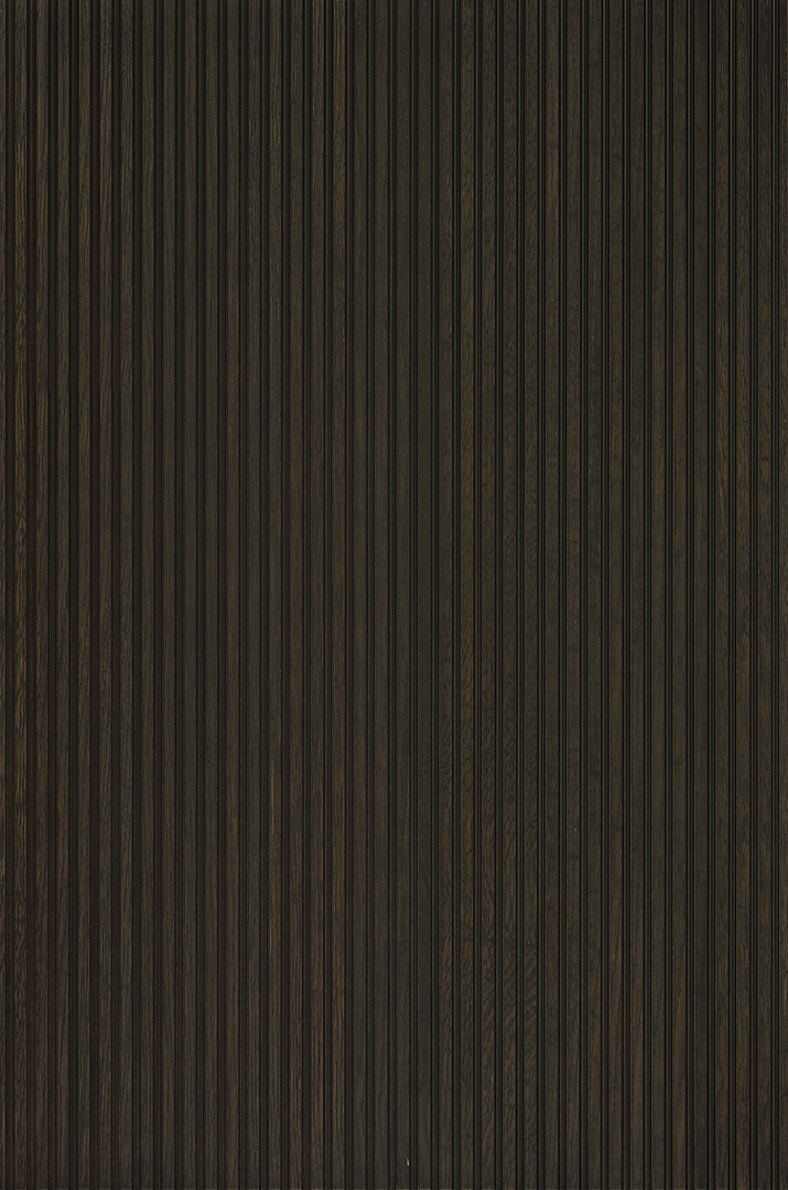 Textura a vzorek čela kuchyňských dvířek Nolte neo LODGE v provedení vertikálně drážkovaný tmavý dub.